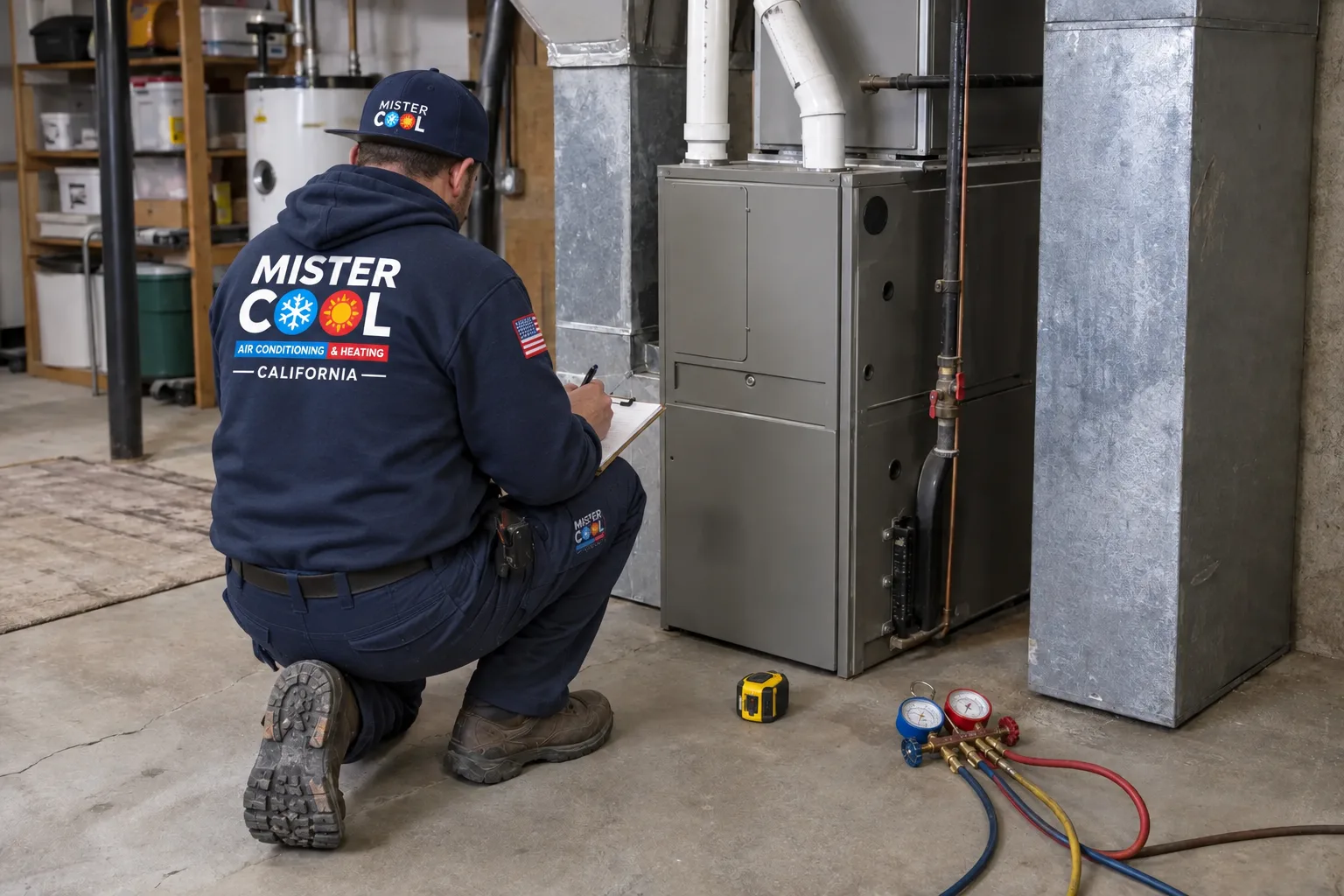 Mister Cool technician ready for an HVAC service call in Los Angeles