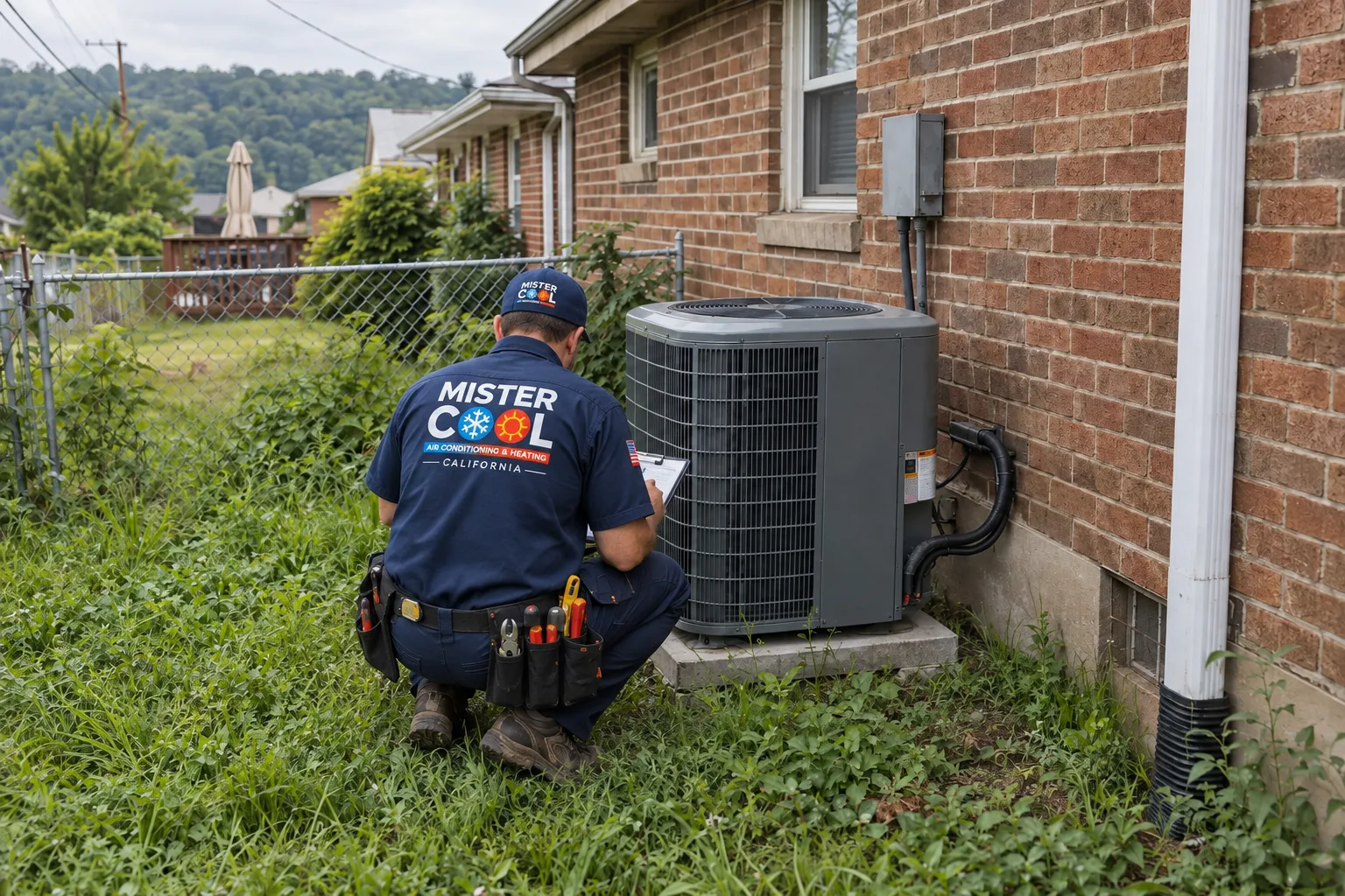 Mister Cool California technician servicing commercial HVAC equipment in Los Angeles